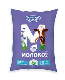Молоко коров'яче ФОРМУЛА СМАКУ, пастеризоване, 2,5%, 900г